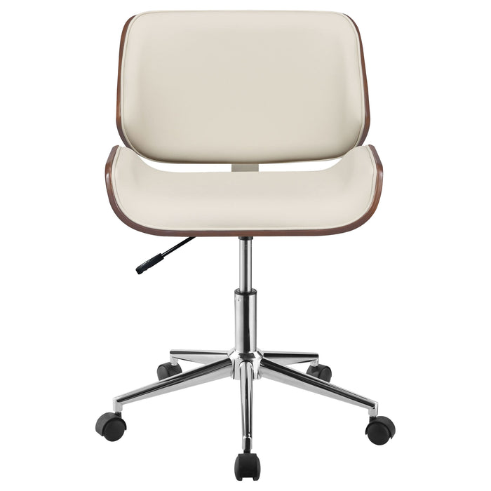 Addington Upholstered Adjustable Office Desk Chair Ecru - Walo Furniture 