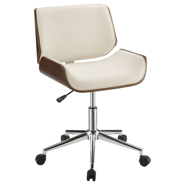 Addington Upholstered Adjustable Office Desk Chair Ecru - Walo Furniture 