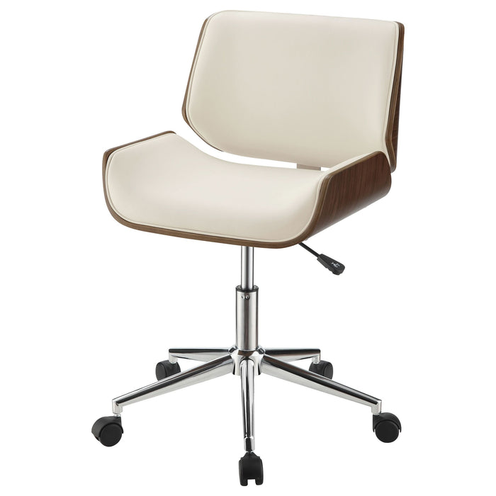 Addington Upholstered Adjustable Office Desk Chair Ecru - Walo Furniture 