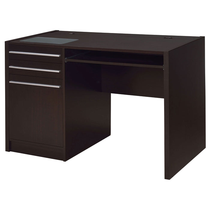 Halston 47-inch 2-drawer Office Desk with Cabinet Cappuccino - Walo Furniture 