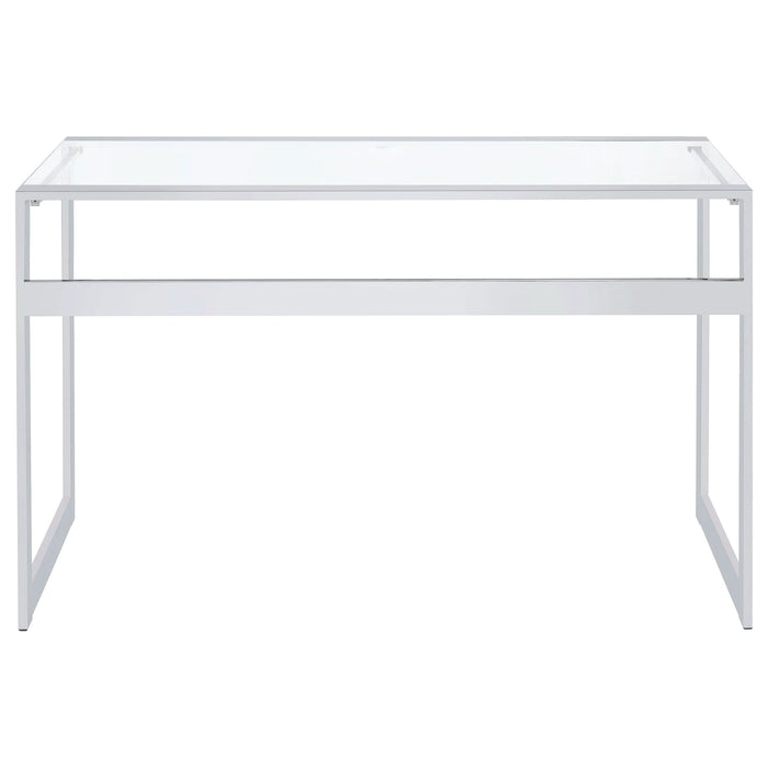 Hartford 47-inch Glass Top Writing Desk Chrome - Walo Furniture 