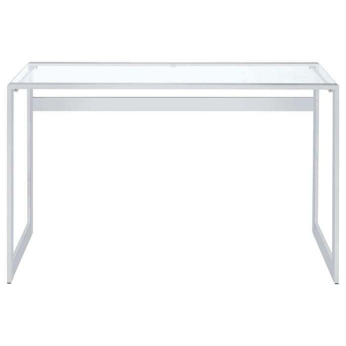 Hartford 47-inch Glass Top Writing Desk Chrome - Walo Furniture 