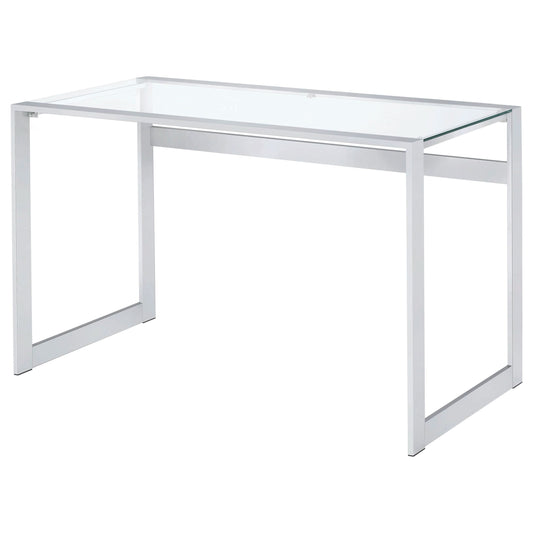 Hartford 47-inch Glass Top Writing Desk Chrome - Walo Furniture 