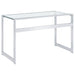 Hartford 47-inch Glass Top Writing Desk Chrome - Walo Furniture 