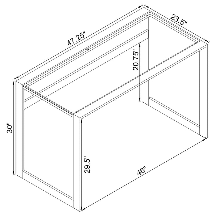 Hartford 47-inch Glass Top Writing Desk Chrome - Walo Furniture 