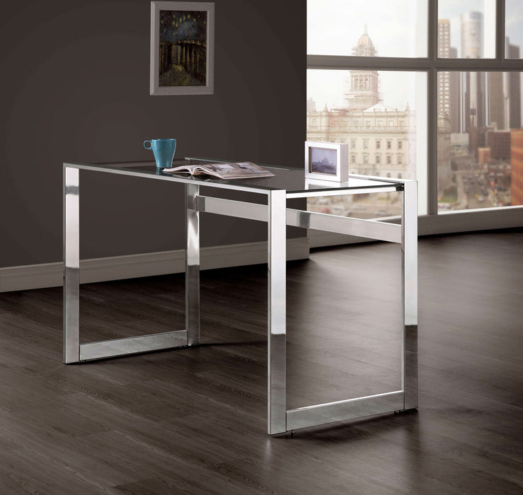 Hartford 47-inch Glass Top Writing Desk Chrome - Walo Furniture 