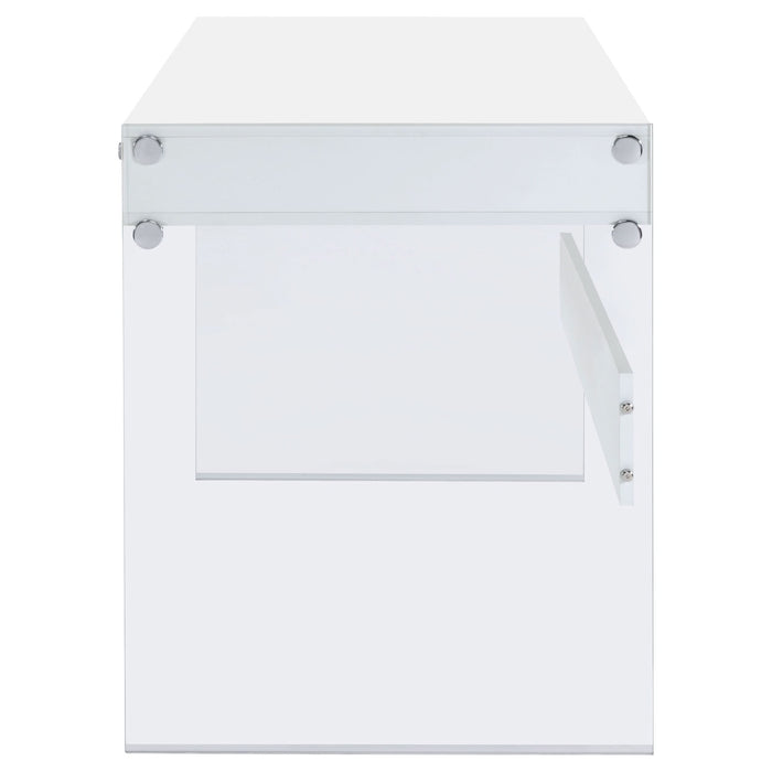 Dobrev 48-inch 2-drawer Writing Desk White High Gloss - Walo Furniture 