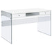 Dobrev 48-inch 2-drawer Writing Desk White High Gloss - Walo Furniture 