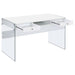 Dobrev 48-inch 2-drawer Writing Desk White High Gloss - Walo Furniture 