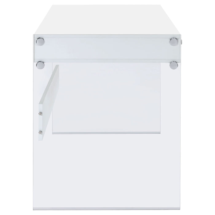 Dobrev 48-inch 2-drawer Writing Desk White High Gloss - Walo Furniture 