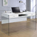 Dobrev 48-inch 2-drawer Writing Desk White High Gloss - Walo Furniture 