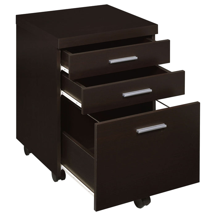 Skylar 3-drawer Home Office Mobile File Cabinet Cappuccino - Walo Furniture 