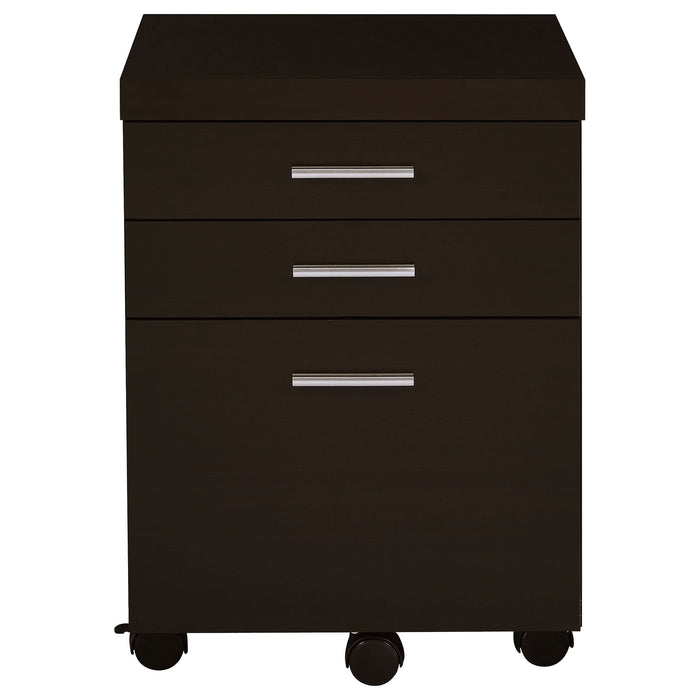 Skylar 3-drawer Home Office Mobile File Cabinet Cappuccino - Walo Furniture 