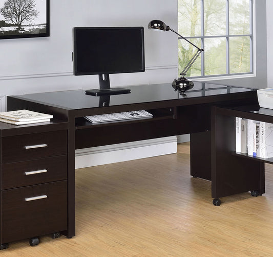 Skeena 60-inch Computer Desk with Keyboard Drawer Cappuccino - Walo Furniture 