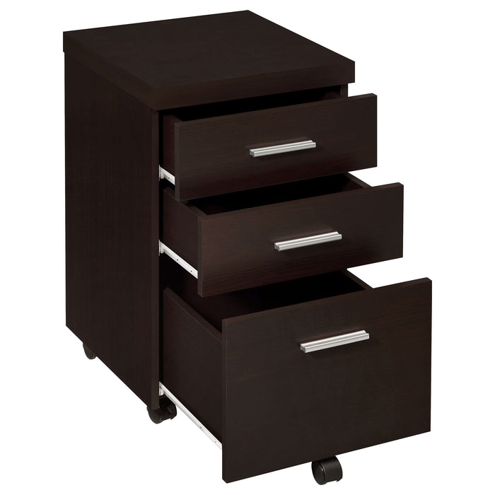 Skeena 3-drawer Mobile Office Storage Cabinet Cappuccino - Walo Furniture 