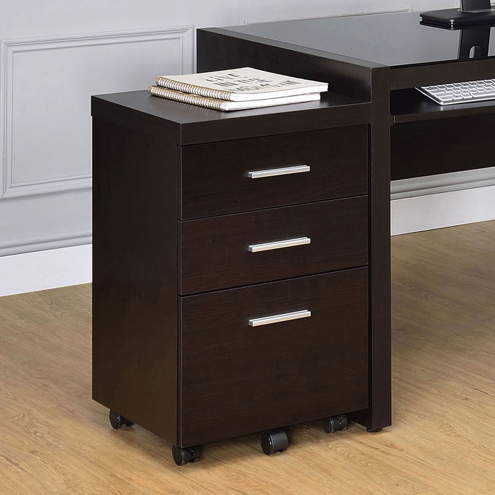 Skeena 3-drawer Mobile Office Storage Cabinet Cappuccino - Walo Furniture 