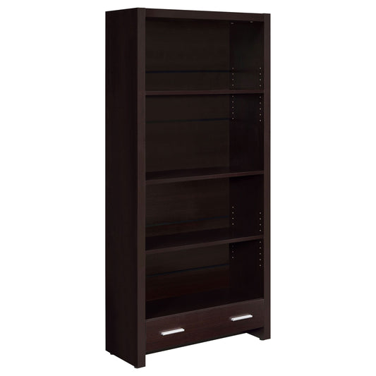 Skylar 71-inch 5-shelf Bookcase with Drawer Cappuccino - Walo Furniture 