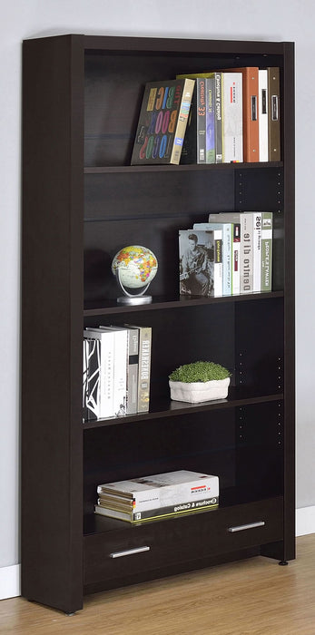 Skylar 71-inch 5-shelf Bookcase with Drawer Cappuccino - Walo Furniture 