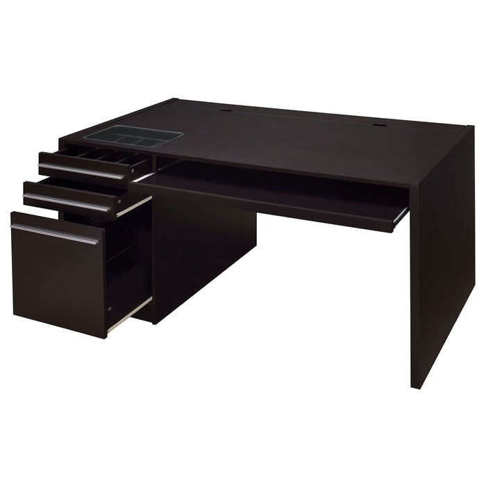 Halston 60-inch 3-drawer Office Computer Desk Cappuccino - Walo Furniture 