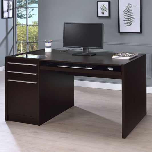 Halston 60-inch 3-drawer Office Computer Desk Cappuccino - Walo Furniture 