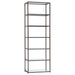 Kate 78-inch 5-shelf Glass Bookshelf Black Nickel - Walo Furniture 