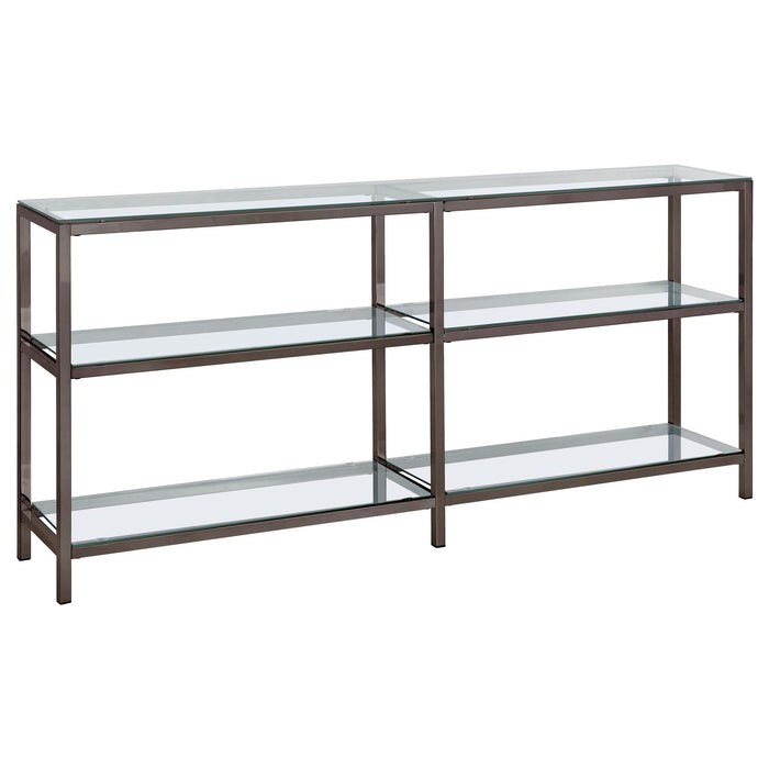 Kate 55-inch 2-shelf Console Bookcases Black Nickel - Walo Furniture 