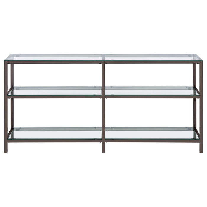 Kate 55-inch 2-shelf Console Bookcases Black Nickel - Walo Furniture 