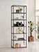 Kate 78-inch 5-shelf Glass Bookshelf Black Nickel - Walo Furniture 