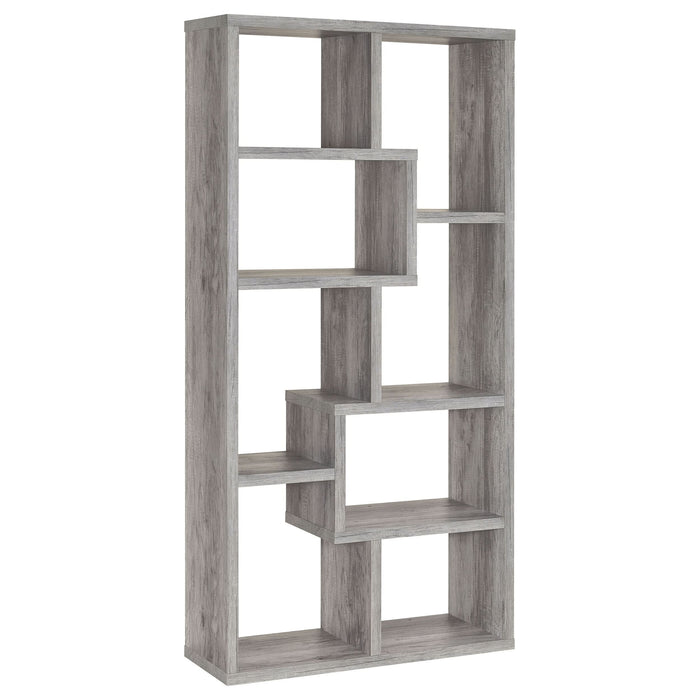 Theo 71-inch 7-shelf Bookshelf Grey Driftwood - Walo Furniture 