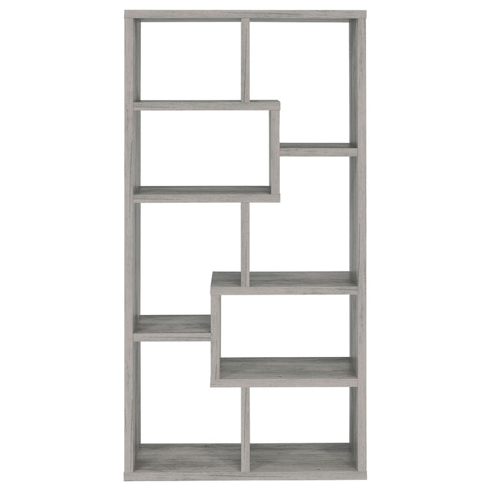 Theo 71-inch 7-shelf Bookshelf Grey Driftwood - Walo Furniture 