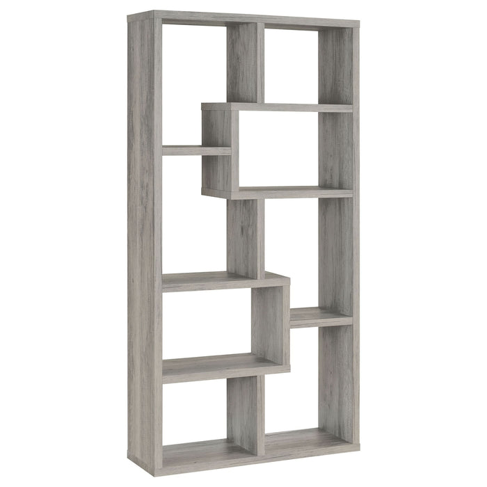 Theo 71-inch 7-shelf Bookshelf Grey Driftwood - Walo Furniture 