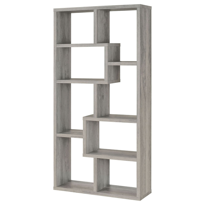 Theo 71-inch 7-shelf Bookshelf Grey Driftwood - Walo Furniture 