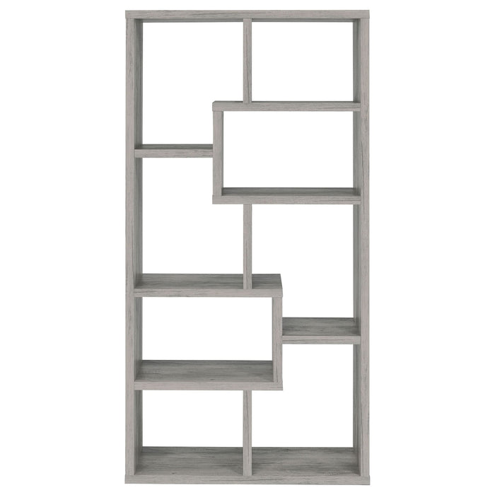 Theo 71-inch 7-shelf Bookshelf Grey Driftwood - Walo Furniture 