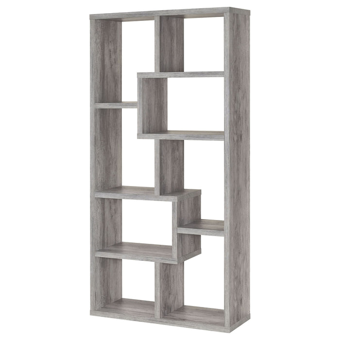 Theo 71-inch 7-shelf Bookshelf Grey Driftwood - Walo Furniture 