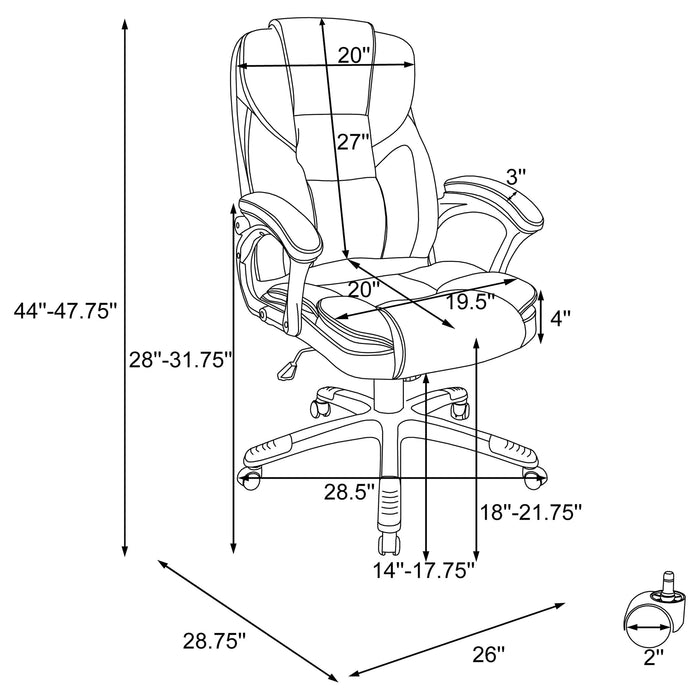 Kaffir Upholstered Adjustable Home Office Desk Chair White - Walo Furniture 