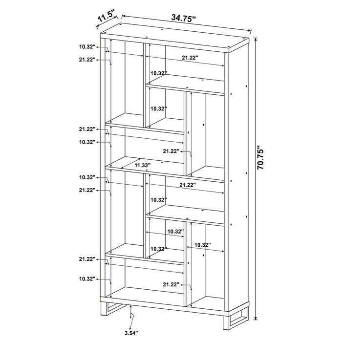 Delwin 71-inch 6-shelf Bookshelf Rustic Nutmeg - Walo Furniture 