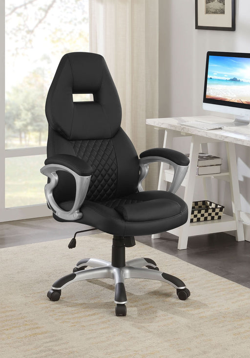 Bruce Upholstered Adjustable Home Office Desk Chair Black - Walo Furniture 