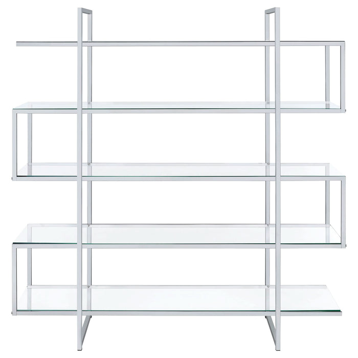 Elmer 63-inch 5-shelf Bookshelf Clear and Chrome - Walo Furniture 