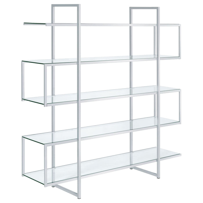 Elmer 63-inch 5-shelf Bookshelf Clear and Chrome - Walo Furniture 