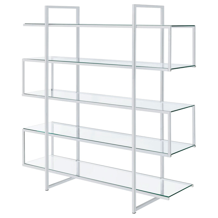 Elmer 63-inch 5-shelf Bookshelf Clear and Chrome - Walo Furniture 