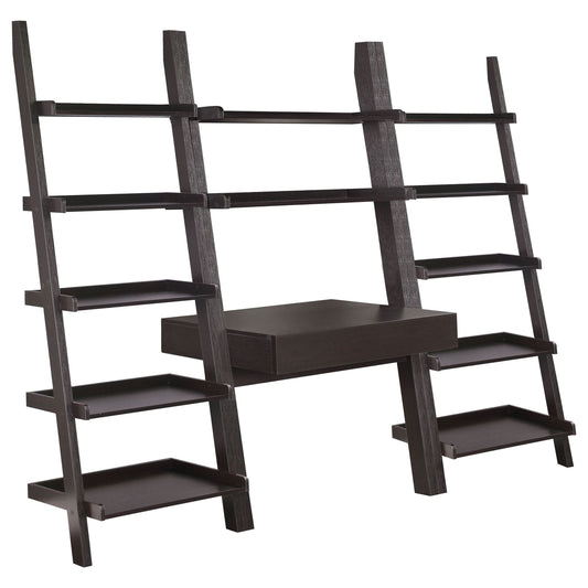 Colella 3-piece Ladder Desk and Bookcase Set Cappuccino