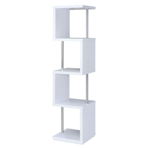 Baxter 67-inch 4-shelf Bookshelf White and Chrome - Walo Furniture 