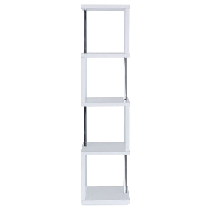 Baxter 67-inch 4-shelf Bookshelf White and Chrome - Walo Furniture 