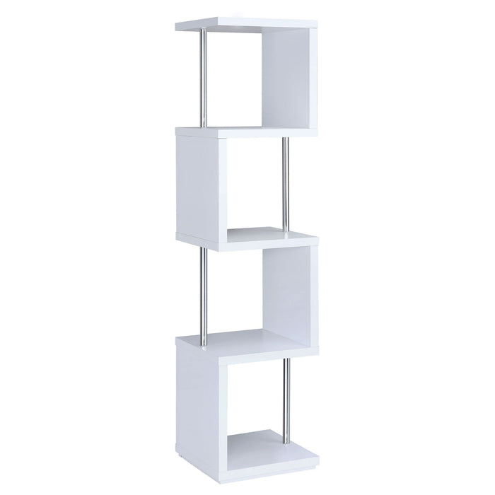 Baxter 67-inch 4-shelf Bookshelf White and Chrome - Walo Furniture 