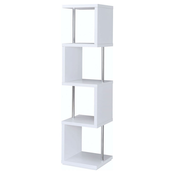 Baxter 67-inch 4-shelf Bookshelf White and Chrome - Walo Furniture 