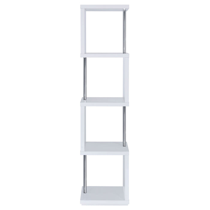 Baxter 67-inch 4-shelf Bookshelf White and Chrome - Walo Furniture 