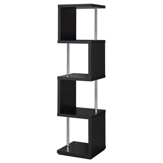 Baxter 67-inch 4-shelf Bookshelf Black and Chrome - Walo Furniture 