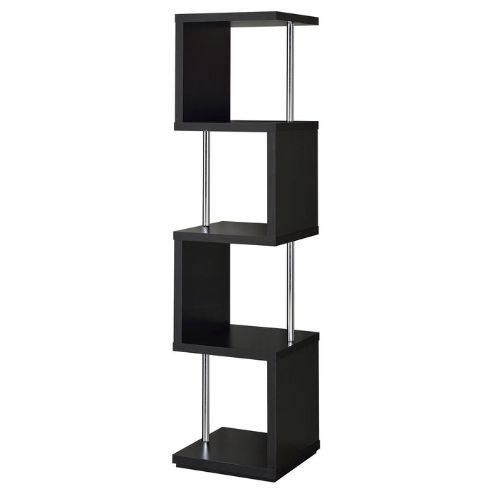 Baxter 67-inch 4-shelf Bookshelf Black and Chrome - Walo Furniture 