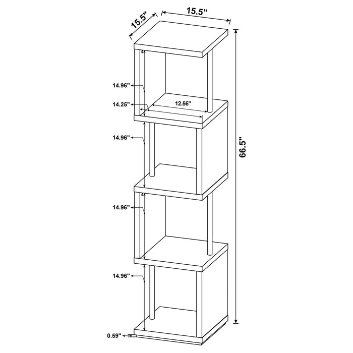 Baxter 67-inch 4-shelf Bookshelf White and Chrome - Walo Furniture 