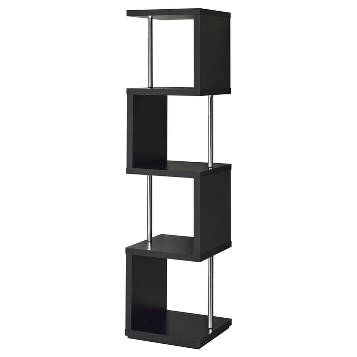 Baxter 67-inch 4-shelf Bookshelf Black and Chrome - Walo Furniture 